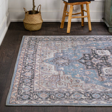 Maris Ornate Medallion Washable Area Rug